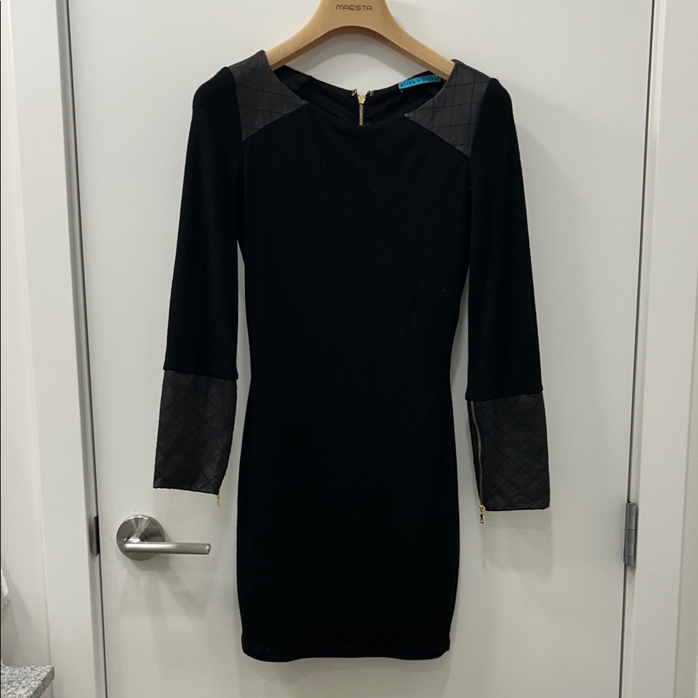 Black Dress with Leather Detail